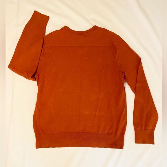 Banana Republic cotton cashmere orange v-neck sweater. Size Large - Picture 6 of 8